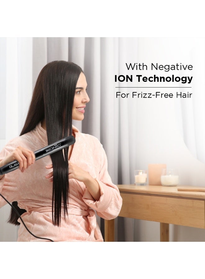 أي كونيك آيكونيك جلام مكواة فرد الشعر – أسود ألواح سيراميك تورمالين احترافية عائمة، تحكم تلقائي في الحرارة، تسخين سريع، خفيفة الوزن ومناسبة للسفر، مثالية لفرد الشعر المجعد والمموج، مناسبة لجميع أنواع الشعر. - Image 5